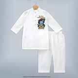 My First Krishnashtami Kurta Set | Personalized Baby Kurta Set for Krishnashtami - WHITE - 3 - 6 Months Old (Chest 24", Kurta Length 14'', Waist 19", Pant Length 14")