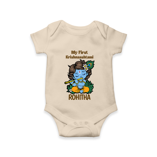 My First Krishnashtami Romper/Onesie | Personalized Baby Romper/Onesie for Krishnashtami - IVORY - New Born (Chest 14")