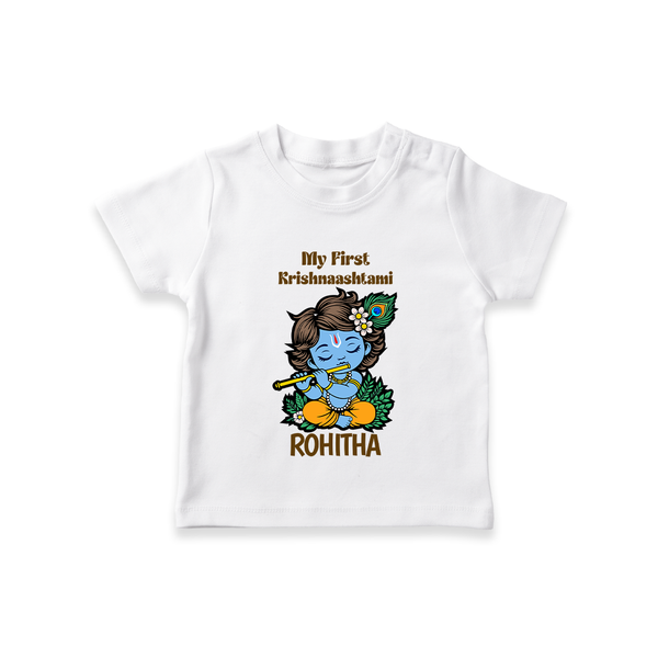 My First Krishnashtami T-shirt | Personalized Baby T-shirt for Krishnashtami - WHITE - 0-5 Months Old (Chest 17")