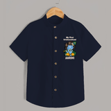 My First Krishnashtami Shirt | Personalized Baby Shirt for Krishnashtami - NAVY BLUE - 0 - 6 Months Old (Chest 23")