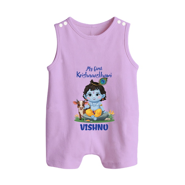 Celebrate My First Krishnashtami | Custom  Romper Suit/Sleeveless Romper for Krishna's Birthday - LILAC - 0 - 5 Months Old (Chest 18")