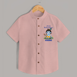 Celebrate My First Krishnashtami | Custom  Shirt for Krishna's Birthday - PEACH - 0 - 6 Months Old (Chest 23")
