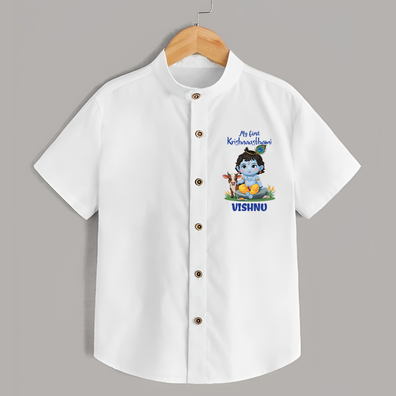 Celebrate My First Krishnashtami | Custom  Shirt for Krishna's Birthday - WHITE - 0 - 6 Months Old (Chest 23")