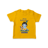Celebrate My First Krishnashtami | Custom  T-shirt for Krishna's Birthday - CHROME YELLOW - 0-5 Months Old (Chest 17")