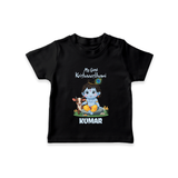Celebrate My First Krishnashtami | Custom  T-shirt for Krishna's Birthday - BLACK - 0-5 Months Old (Chest 17")