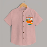 My First Krishnashtami Celebration Shirt | Personalized Krishna Jayanthi Outfit - PEACH - 0 - 6 Months Old (Chest 23")