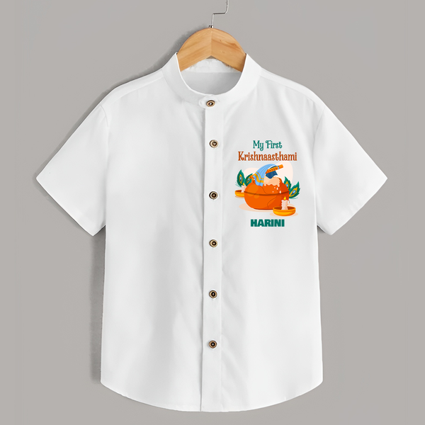My First Krishnashtami Celebration Shirt | Personalized Krishna Jayanthi Outfit - WHITE - 0 - 6 Months Old (Chest 23")