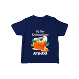 My First Krishnashtami Celebration T-shirt | Personalized Krishna Jayanthi Outfit - NAVY BLUE - 0-5 Months Old (Chest 17")