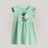 My First Gokulashtami Baby Frock | Personalized Baby Frock for Gokulashtami - MINT GREEN - 0 - 3 Months Old (Chest 17")
