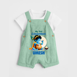 My First Gokulashtami Dungaree Set | Personalized Baby Dungaree Set for Gokulashtami - MINT GREEN - 0 - 5 Months Old (Chest 18")