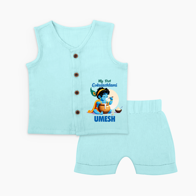 My First Gokulashtami Jabla Set | Personalized Baby Jabla Set for Gokulashtami - BABY BLUE - 0 - 3 Months Old (Chest 9.8")