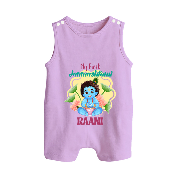 Celebrate My First Janmashtami | Custom  Romper Suit/Sleeveless Romper for Krishna's Birth - LILAC - 0 - 5 Months Old (Chest 18")