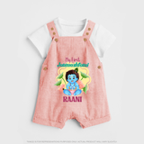 Celebrate My First Janmashtami | Custom  Dungaree Set for Krishna's Birth - PEACH - 0 - 5 Months Old (Chest 18")