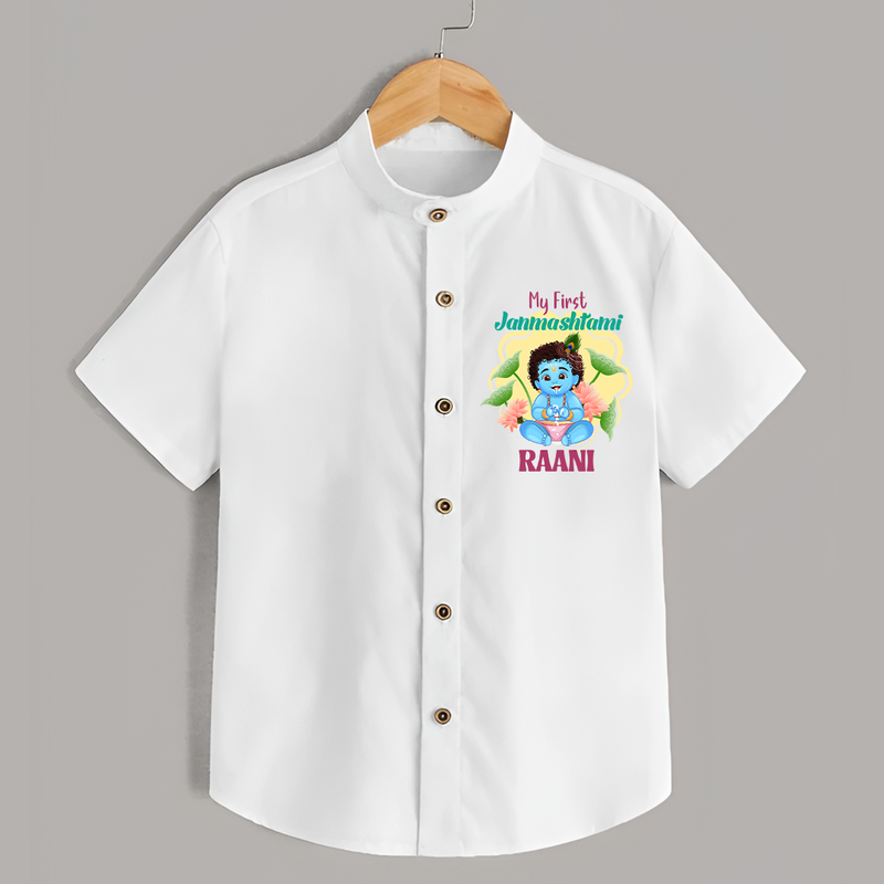 Celebrate My First Janmashtami | Custom  Shirt for Krishna's Birth - WHITE - 0 - 6 Months Old (Chest 23")