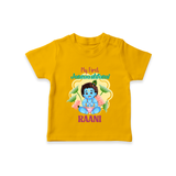 Celebrate My First Janmashtami | Custom  T-shirt for Krishna's Birth - CHROME YELLOW - 0-5 Months Old (Chest 17")