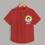 Celebrate My First Janmashtami | Custom  Shirt for Krishna's Birth - RED - 0 - 6 Months Old (Chest 23")