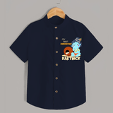 My First Janmashtami Celebration Shirt | Personalized Baby Outfit for Janmashtami - NAVY BLUE - 0 - 6 Months Old (Chest 23")