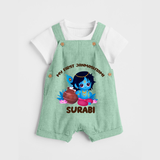 My First Janmashtami Special Dungaree Set | Custom Personalized Baby Outfit - MINT GREEN - 0 - 5 Months Old (Chest 18")