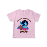 My First Janmashtami Special T-shirt | Custom Personalized Baby Outfit - BABY PINK - 0-5 Months Old (Chest 17")