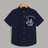 My First Janmashtami Special Shirt | Custom Personalized Baby Outfit - NAVY BLUE - 0 - 6 Months Old (Chest 23")