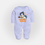 My First Janmashtami Sleep Suit/Full Sleeve Body Suit | Personalized Baby Sleep Suit/Full Sleeve Body Suit for Janmashtami - BABY BLUE - New Born (Chest 7.5")