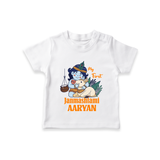 My First Janmashtami T-shirt | Personalized Baby T-shirt for Janmashtami - WHITE - 0-5 Months Old (Chest 17")