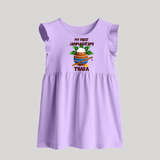 Krishna's Little Devotee My First Janmashtami Baby Frock | Custom Baby Frock for Krishna's Day - LILAC - 0 - 3 Months Old (Chest 17")