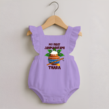 Krishna's Little Devotee My First Janmashtami Romper Frock | Custom Baby Romper Frock for Krishna's Day - LILAC - 0 - 3 Months Old (Chest 19")