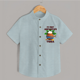 Krishna's Little Devotee My First Janmashtami Shirt | Custom Baby Shirt for Krishna's Day - ARCTIC BLUE - 0 - 6 Months Old (Chest 23")
