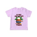 Krishna's Little Devotee My First Janmashtami T-shirt | Custom Baby T-shirt for Krishna's Day - LILAC - 0-5 Months Old (Chest 17")