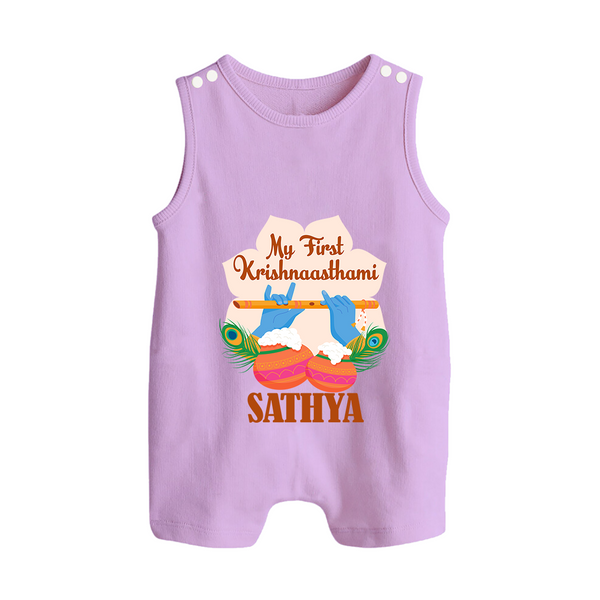 My Little Krishna's First Krishnashtami Romper Suit/Sleeveless Romper | Custom Baby Outfit for Krishna's Day - LILAC - 0 - 5 Months Old (Chest 18")