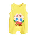 My Little Krishna's First Krishnashtami Romper Suit/Sleeveless Romper | Custom Baby Outfit for Krishna's Day - PASTEL YELLOW - 0 - 5 Months Old (Chest 18")