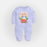 My Little Krishna's First Krishnashtami Sleep Suit/Full Sleeve Body Suit | Custom Baby Outfit for Krishna's Day - BABY BLUE - New Born (Chest 7.5")