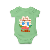My Little Krishna's First Krishnashtami Romper/Onesie | Custom Baby Outfit for Krishna's Day - GREEN - New Born (Chest 14")