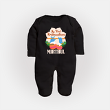 My Little Krishna's First Krishnashtami Sleep Suit/Full Sleeve Body Suit | Custom Baby Outfit for Krishna's Day - BLACK - New Born (Chest 7.5")