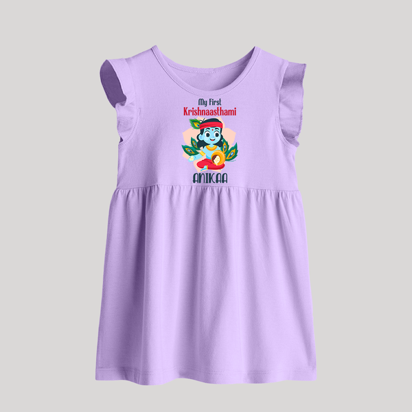 My First Krishnashtami Special Baby Frock | Custom Baby Frock for the Festival - LILAC - 0 - 3 Months Old (Chest 17")