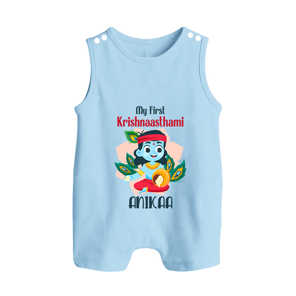 My First Krishnashtami Special Romper Suit/Sleeveless Romper | Custom Baby Romper Suit/Sleeveless Romper for the Festival - BABY BLUE - 0 - 5 Months Old (Chest 18")