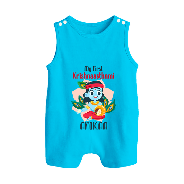 My First Krishnashtami Special Romper Suit/Sleeveless Romper | Custom Baby Romper Suit/Sleeveless Romper for the Festival - SKY BLUE - 0 - 5 Months Old (Chest 18")