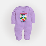 My First Krishnashtami Special Sleep Suit/Full Sleeve Body Suit | Custom Baby Sleep Suit/Full Sleeve Body Suit for the Festival - LILAC - New Born (Chest 7.5")