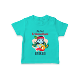 My First Krishnashtami Special T-shirt | Custom Baby T-shirt for the Festival - TEAL - 0-5 Months Old (Chest 17")