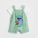 Krishna's Little Devotee My First Krishnashtami Dungaree Set | Personalized Baby Outfit - MINT GREEN - 0 - 5 Months Old (Chest 18")
