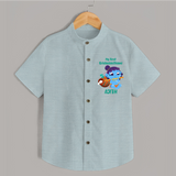 Krishna's Little Devotee My First Krishnashtami Shirt | Personalized Baby Outfit - ARCTIC BLUE - 0 - 6 Months Old (Chest 23")