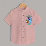 Krishna's Little Devotee My First Krishnashtami Shirt | Personalized Baby Outfit - PEACH - 0 - 6 Months Old (Chest 23")