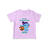 Krishna's Little Devotee My First Krishnashtami T-shirt | Personalized Baby Outfit - LILAC - 0-5 Months Old (Chest 17")