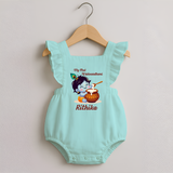 Krishna's Blessings My First Krishnashtami Romper Frock | Custom Personalized Baby Outfit - MINT GREEN - 0 - 3 Months Old (Chest 19")