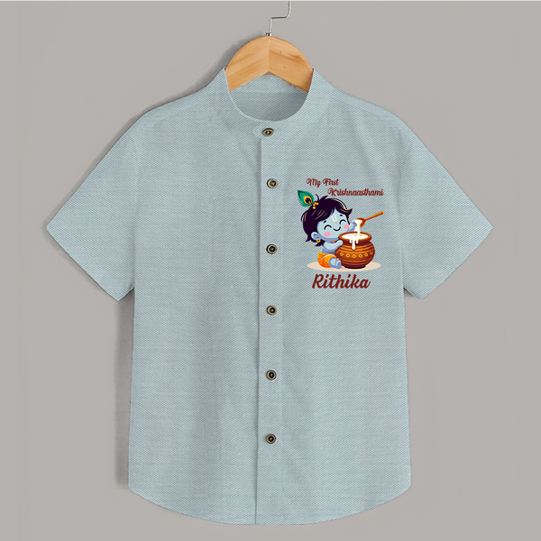 Krishna's Blessings My First Krishnashtami Shirt | Custom Personalized Baby Outfit - ARCTIC BLUE - 0 - 6 Months Old (Chest 23")