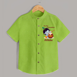 Krishna's Blessings My First Krishnashtami Shirt | Custom Personalized Baby Outfit - LIME GREEN - 0 - 6 Months Old (Chest 23")