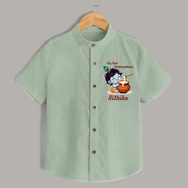 Krishna's Blessings My First Krishnashtami Shirt | Custom Personalized Baby Outfit - MINT GREEN - 0 - 6 Months Old (Chest 23")