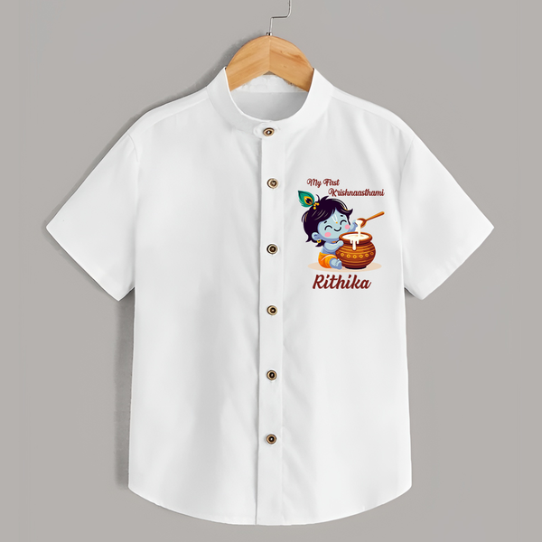 Krishna's Blessings My First Krishnashtami Shirt | Custom Personalized Baby Outfit - WHITE - 0 - 6 Months Old (Chest 23")
