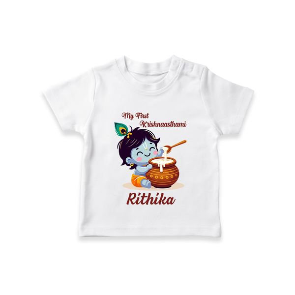 Krishna's Blessings My First Krishnashtami T-shirt | Custom Personalized Baby Outfit - WHITE - 0-5 Months Old (Chest 17")